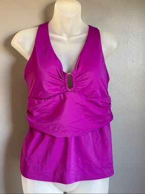 Lands' End fuchsia halter style tankini top swim suit * sz * 12